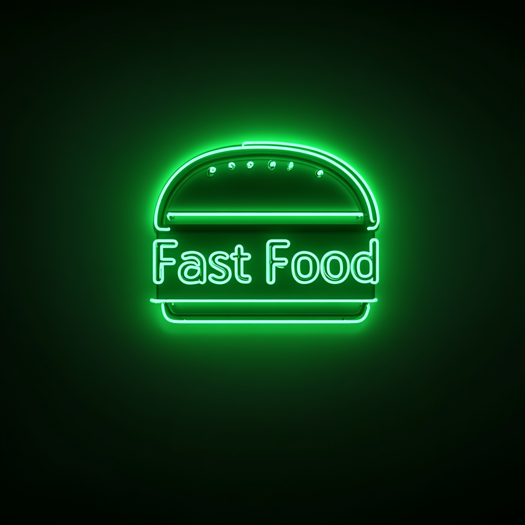 "Fast Food" - Green Neon Sign, 18 Inches