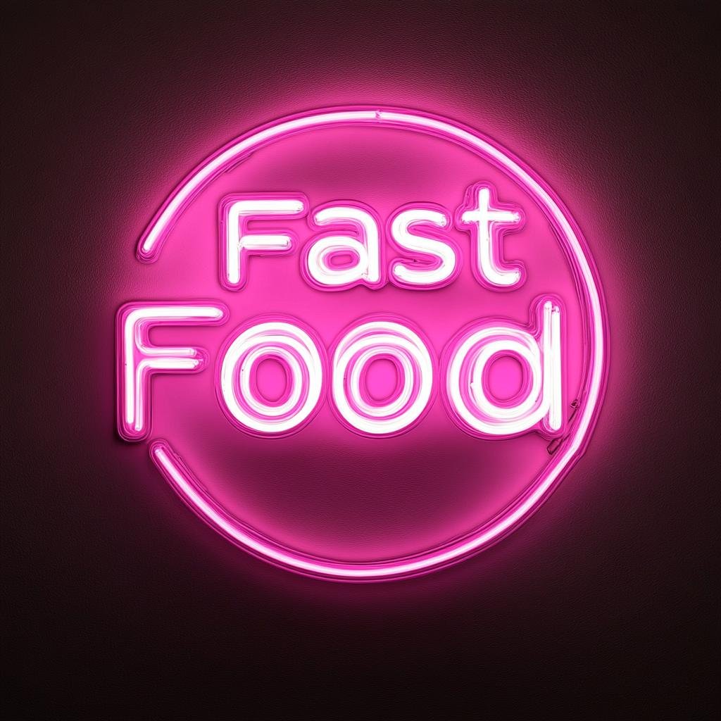 "Fast Food" - Pink Neon Sign, 18 Inches