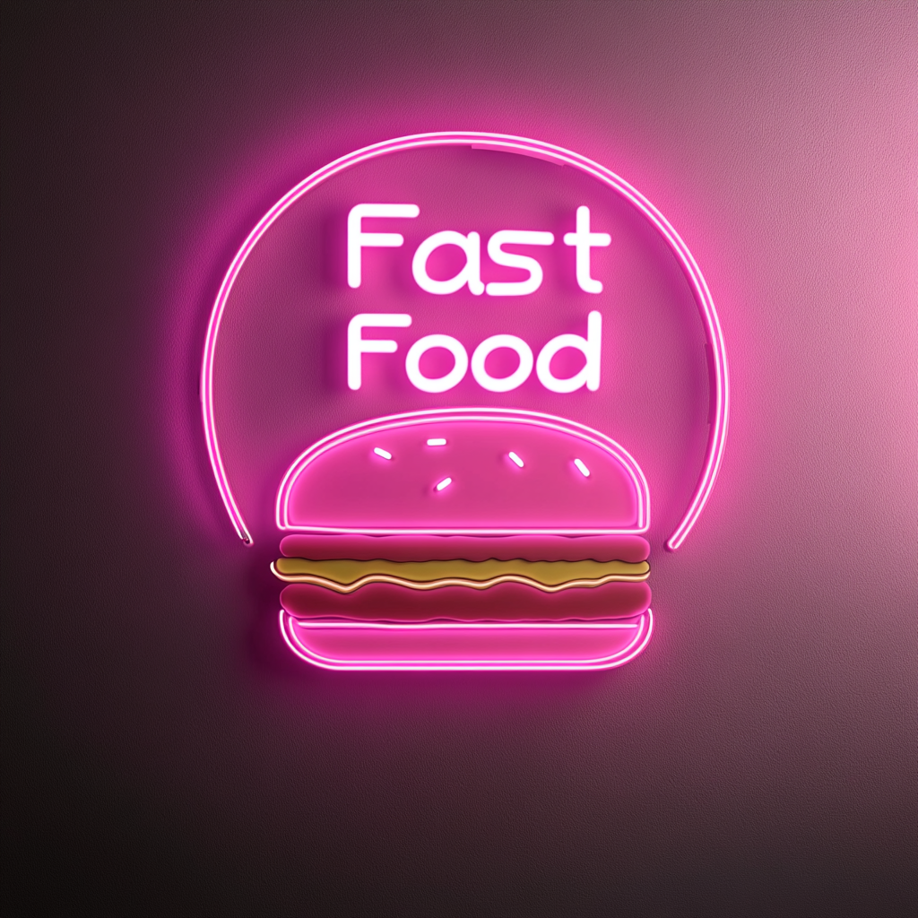 "Fast Food" - Pink Neon Sign, 18 Inches