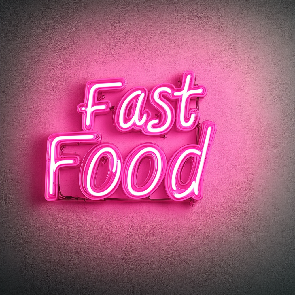 "Fast Food" - Pink Neon Sign, 18 Inches