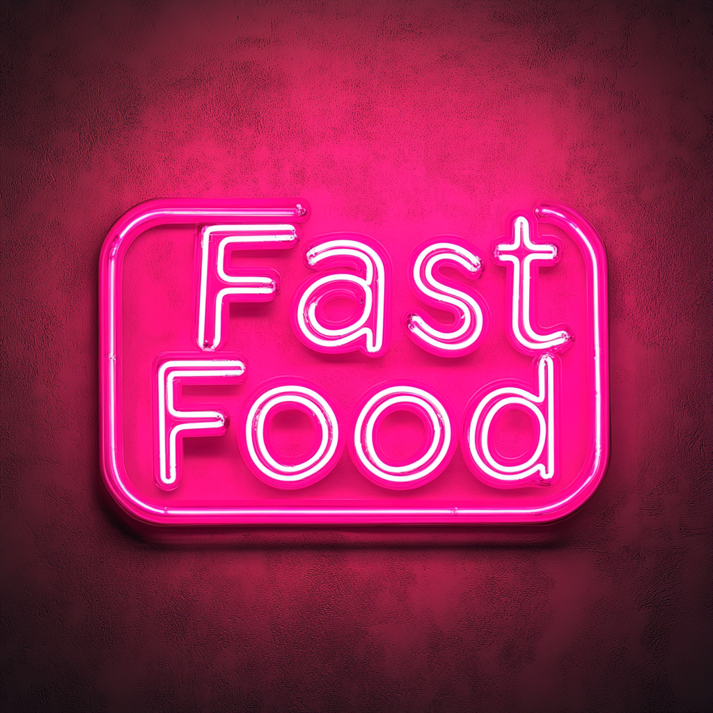 "Fast Food" - Pink Neon Sign, 18 Inches