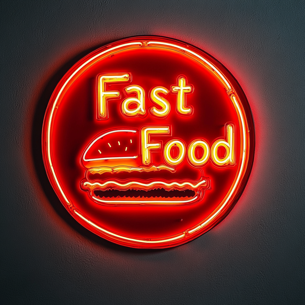 "Fast Food" - Red Neon Sign, 18 Inches