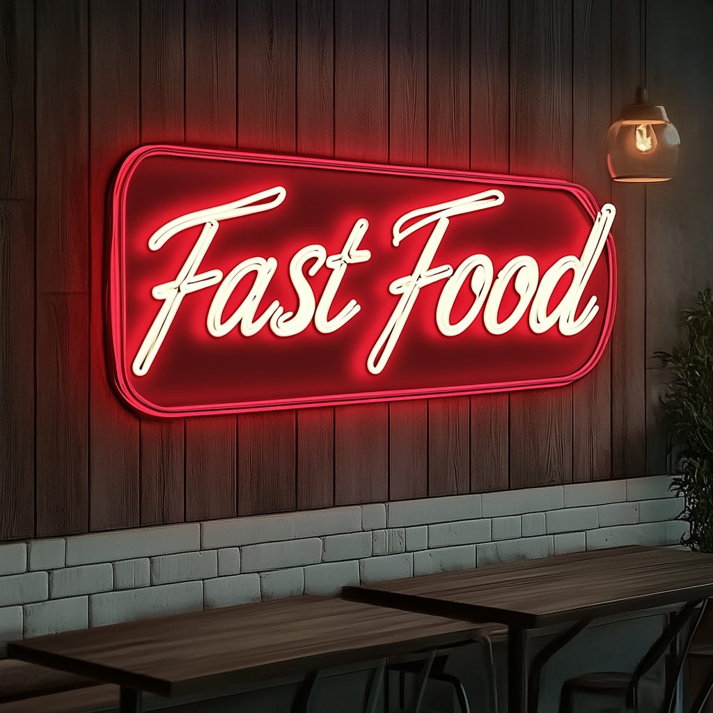 "Fast Food" - Red Neon Sign, 18 Inches