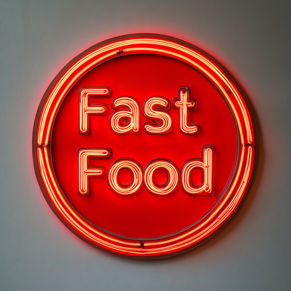 "Fast Food" - Red Neon Sign, 18 Inches