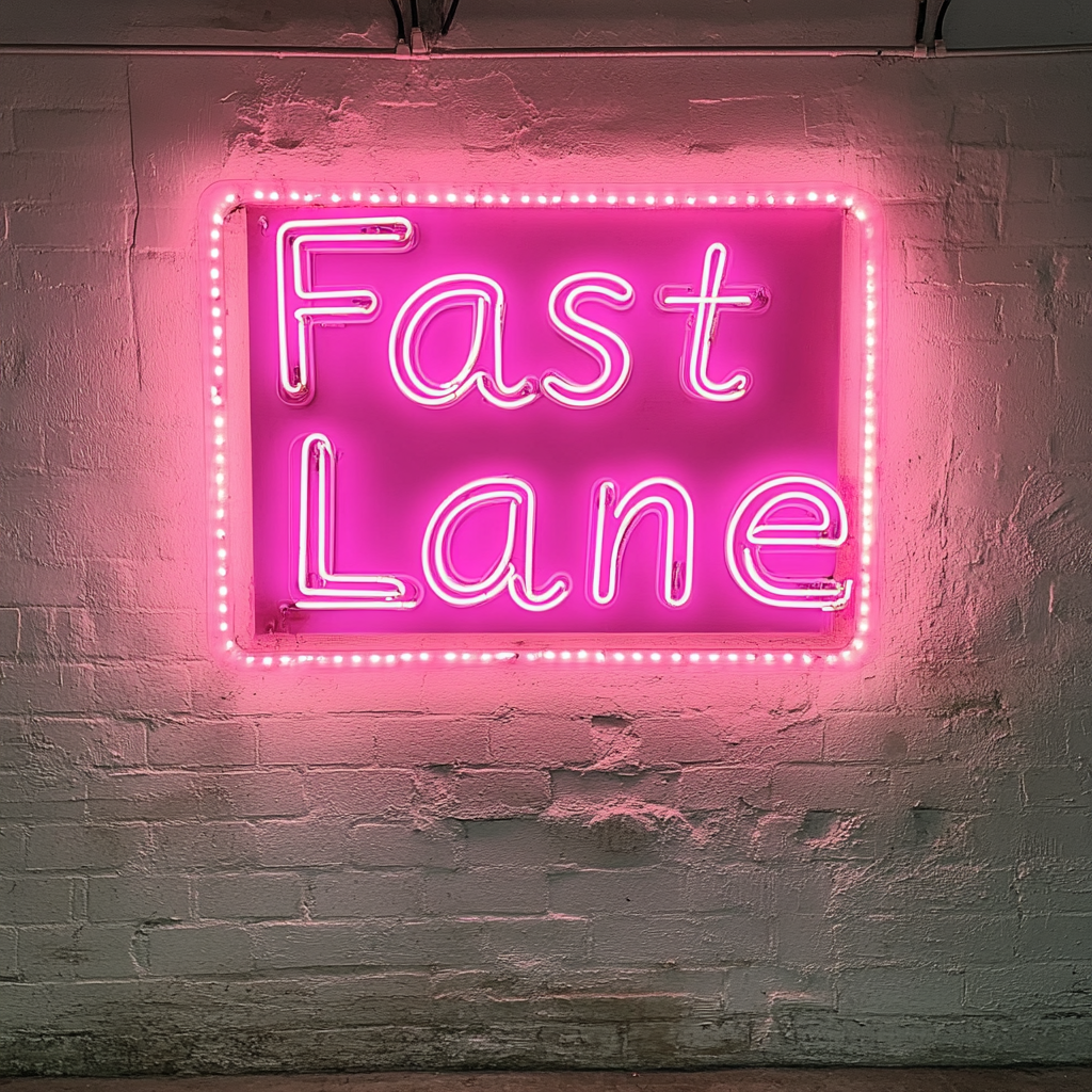 "Fast Lane" - Pink Neon Sign, 24 Inches