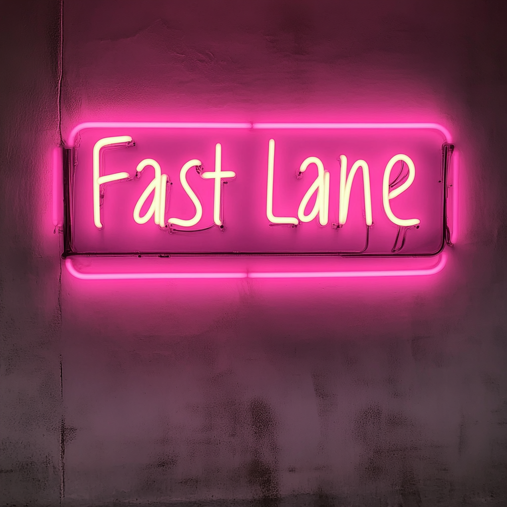 "Fast Lane" - Pink Neon Sign, 24 Inches