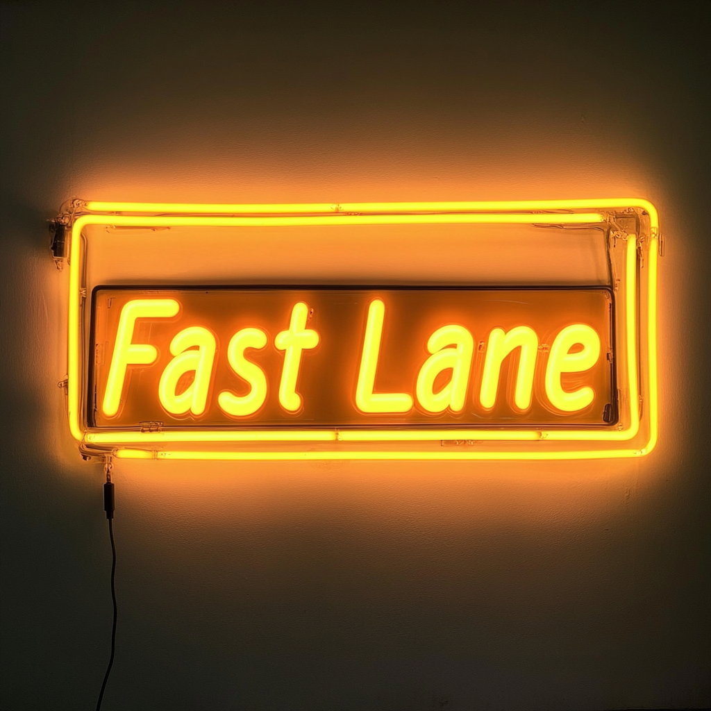 "Fast Lane" - Yellow Neon Sign, 24 Inches
