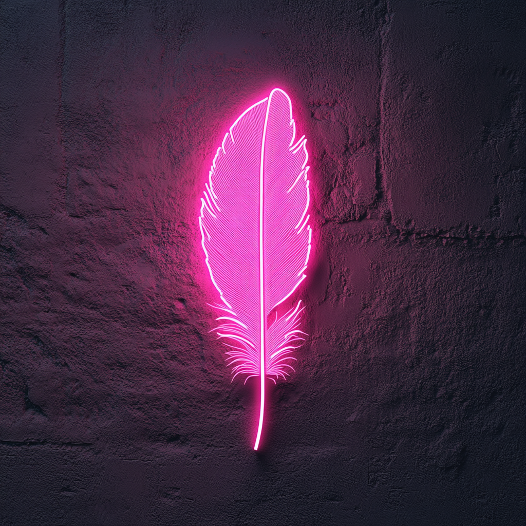 Feather - Pink Neon Sign, 18 Inches