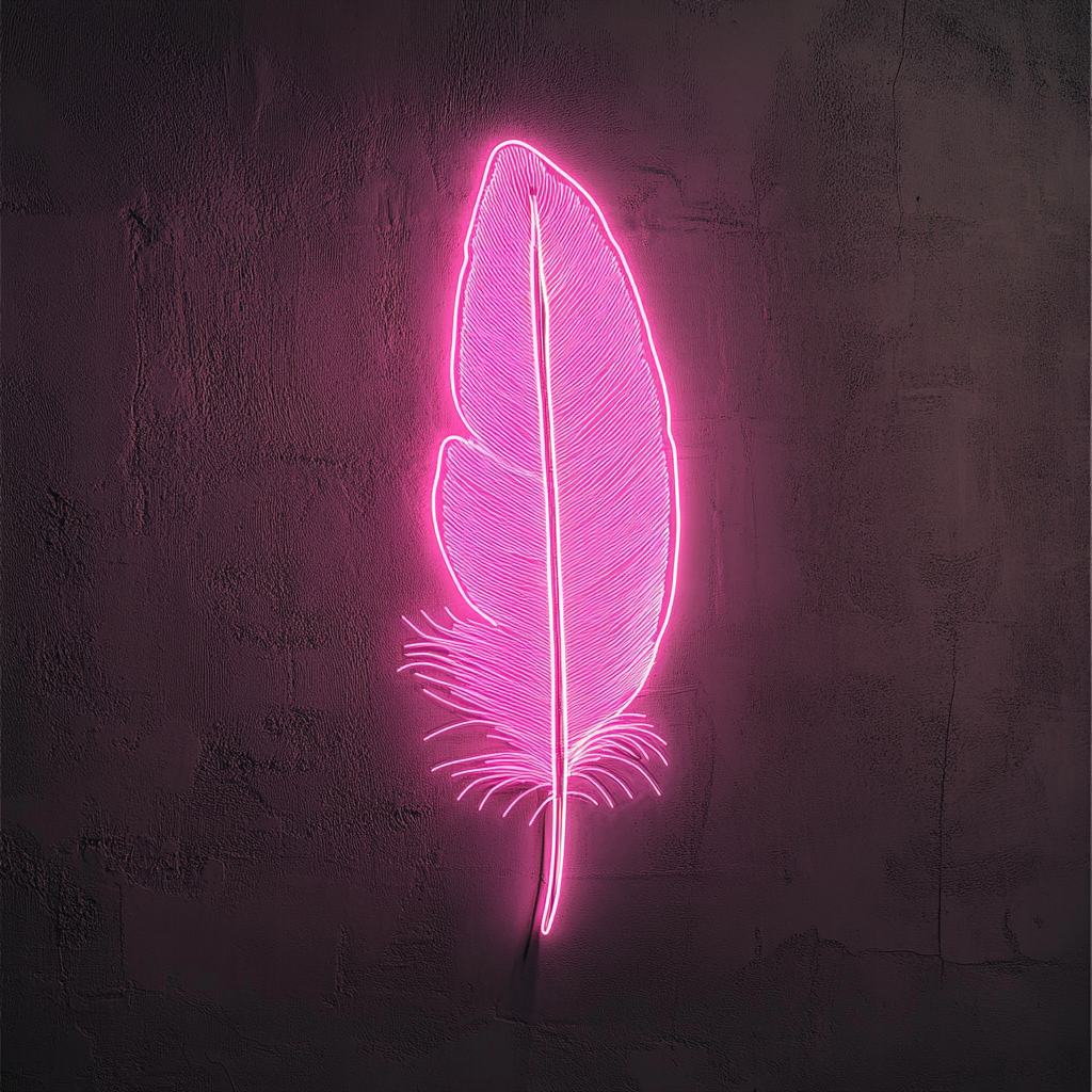 Feather - Pink Neon Sign, 24 Inches
