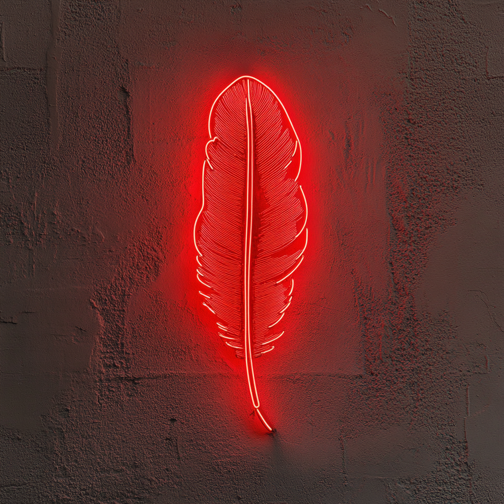 Feather - Red Neon Sign, 18 Inches