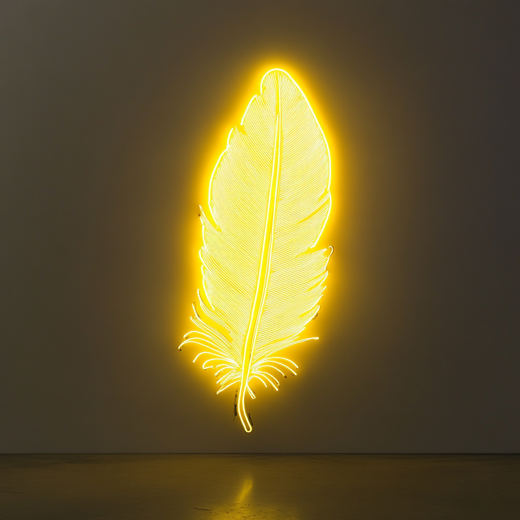 Feather - Yellow Neon Sign, 18 Inches