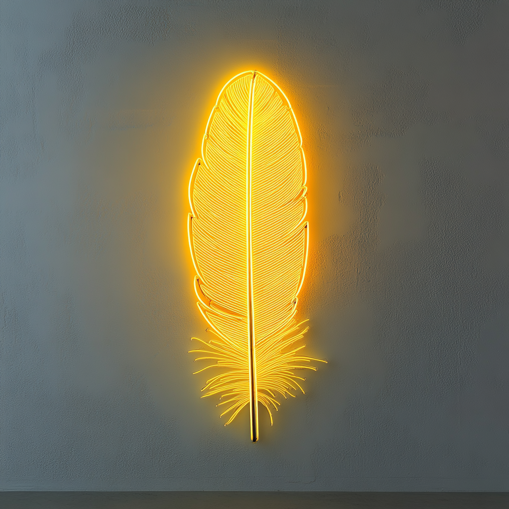 Feather - Yellow Neon Sign, 18 Inches
