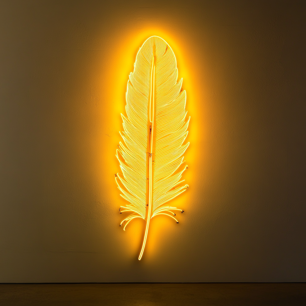 Feather - Yellow Neon Sign, 24 Inches