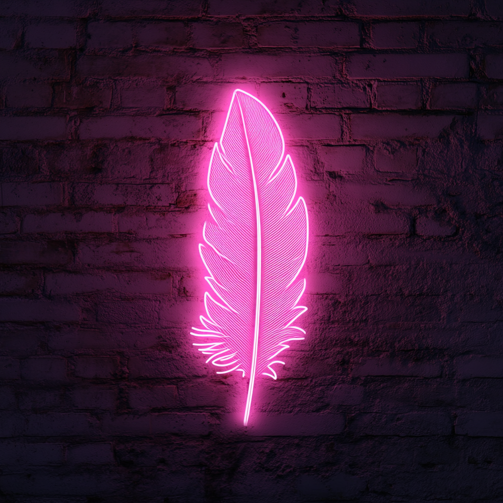 Feather and Bird - Pink Neon Sign, 24 Inches