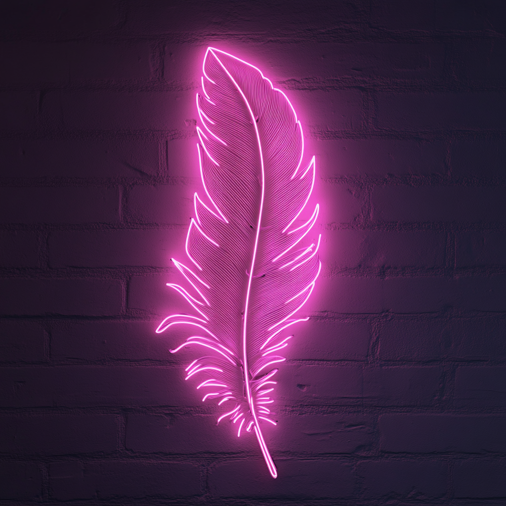 Feather and Bird - Pink Neon Sign, 24 Inches