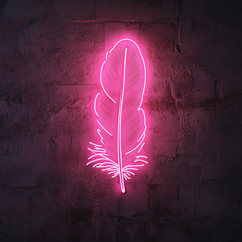 Feather and Bird - Pink Neon Sign, 24 Inches