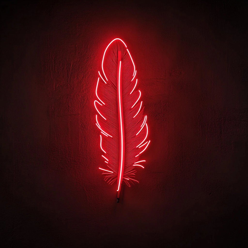 Feather and Bird - Red Neon Sign, 18 Inches