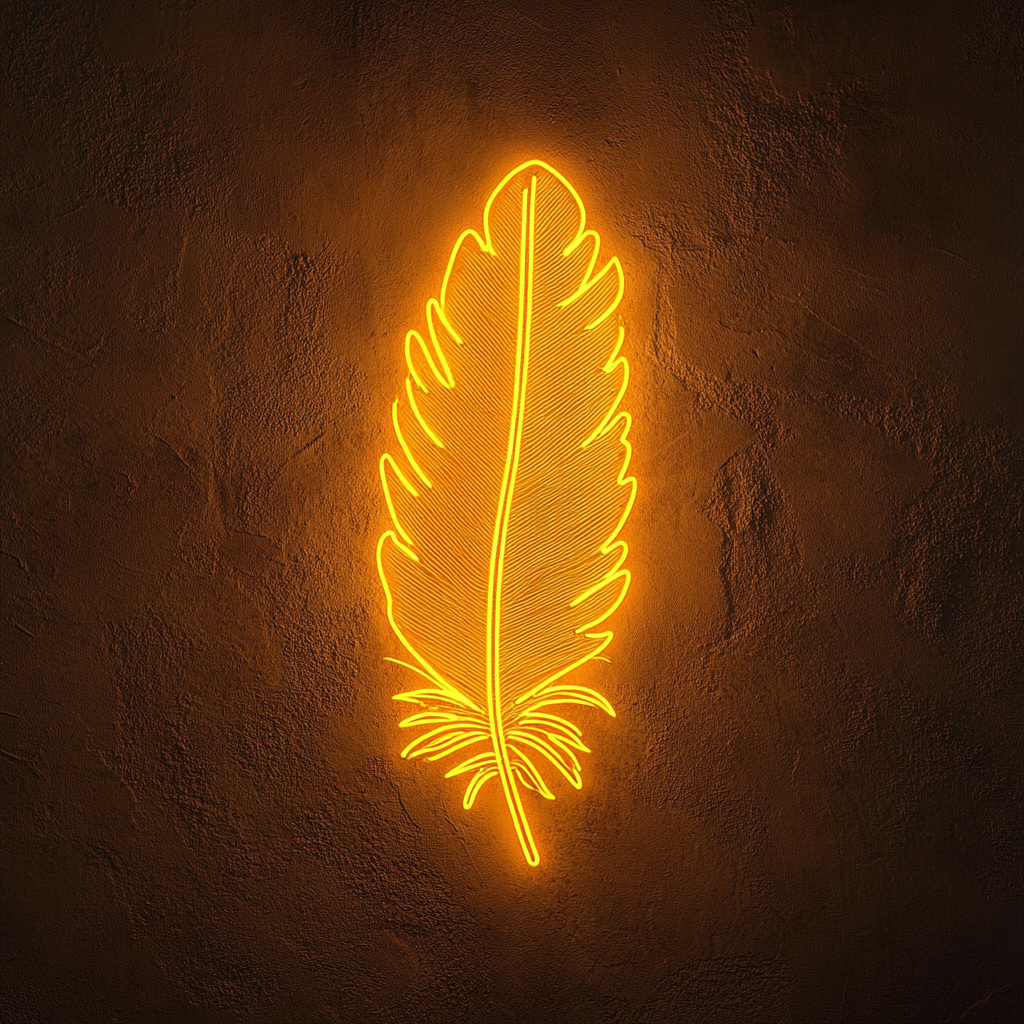 Feather and Bird - Yellow Neon Sign, 24 Inches