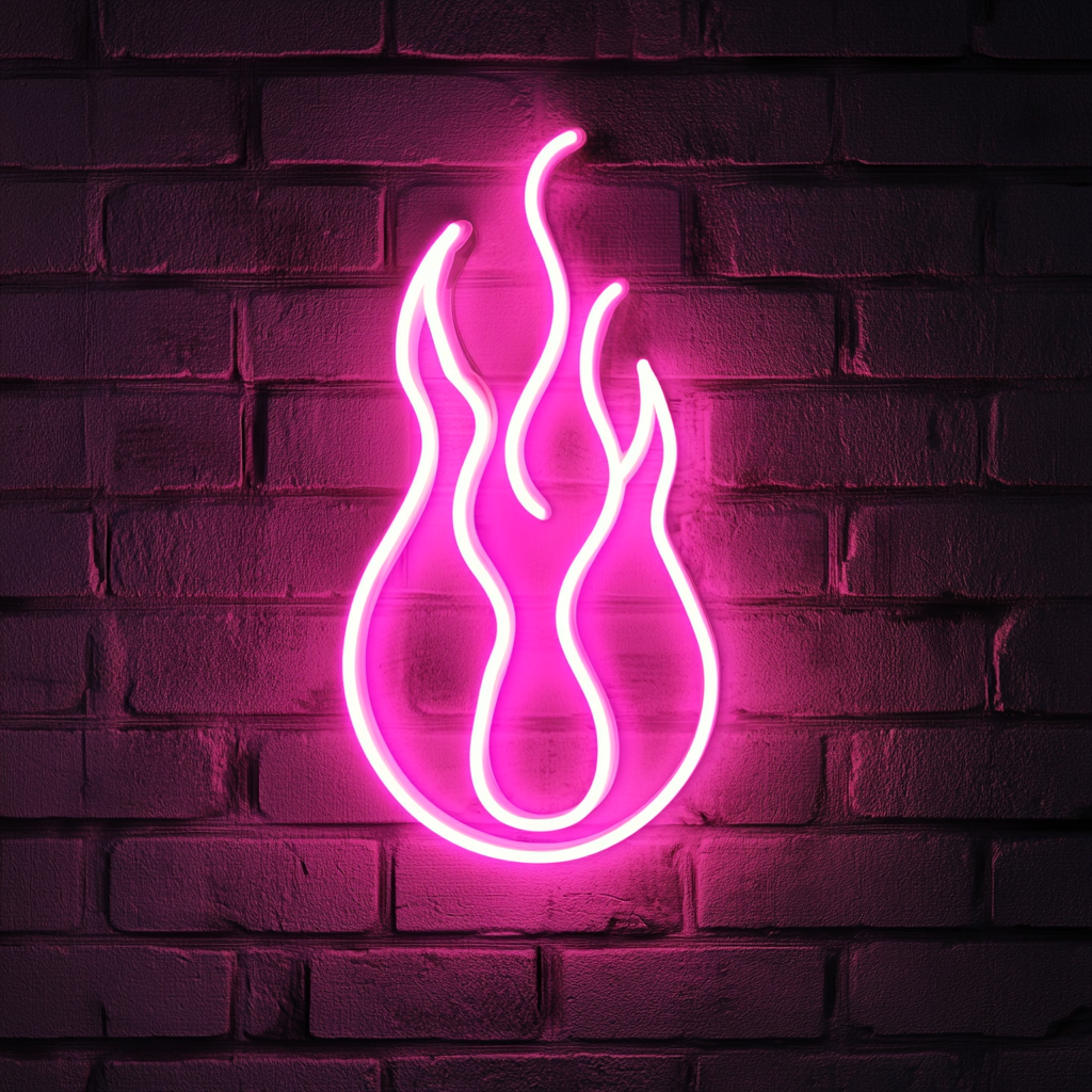 Fire Flames - Pink Neon Sign, 24 Inches