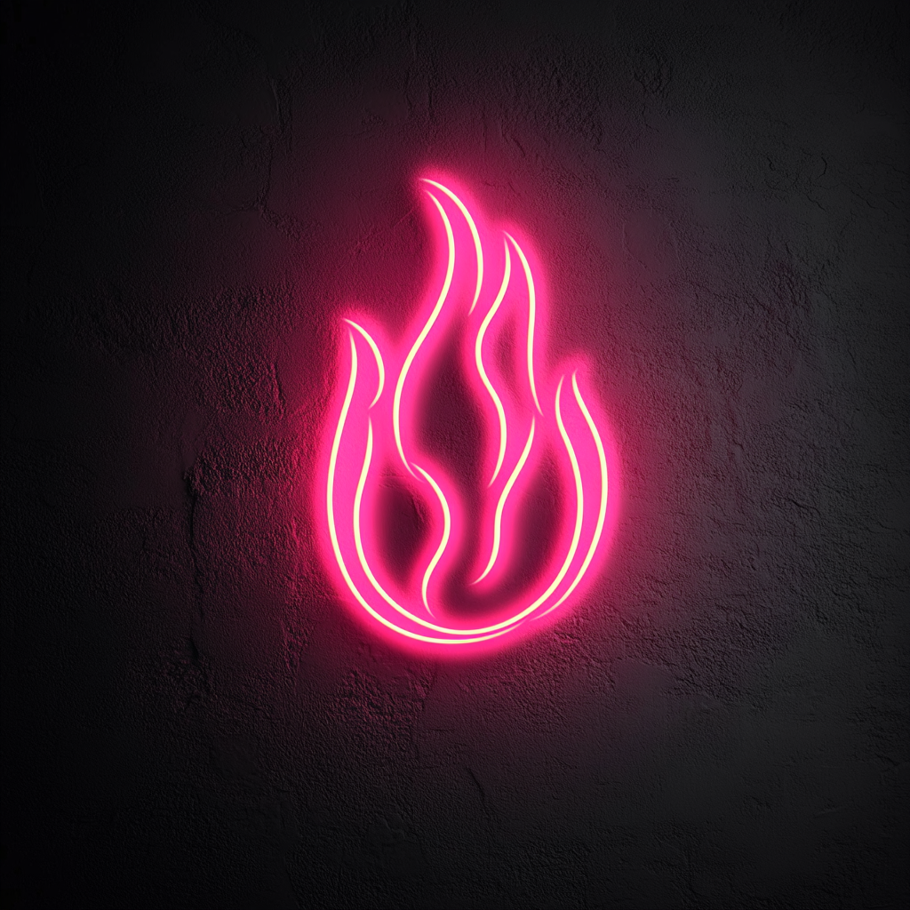 Fire Flames - Pink Neon Sign, 24 Inches