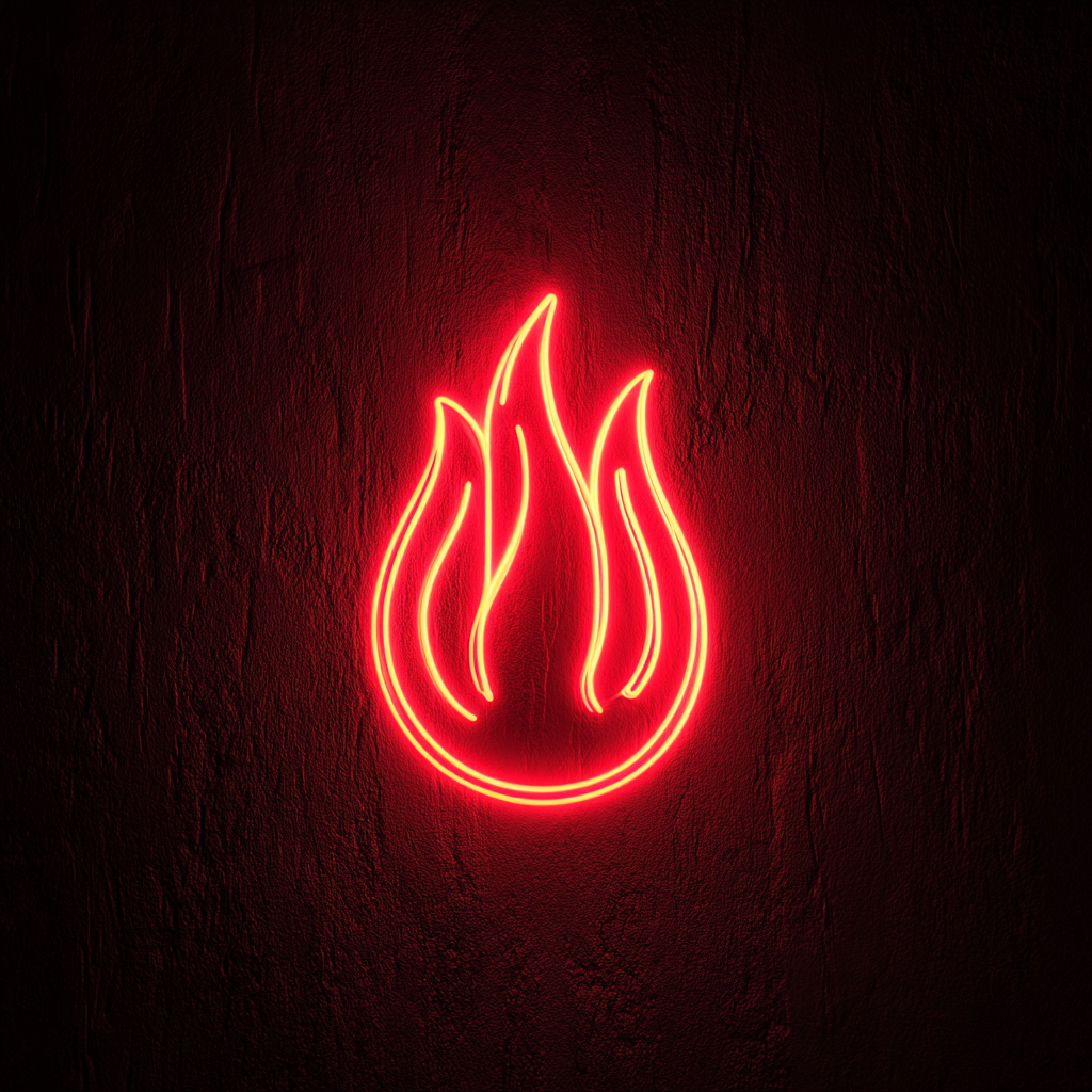 Fire Flames - Red Neon Sign, 18 Inches