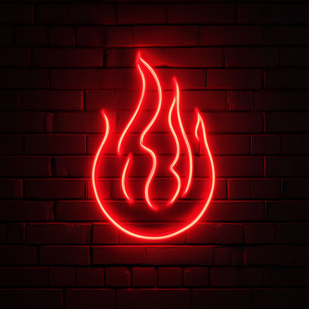 Fire Flames - Red Neon Sign, 18 Inches