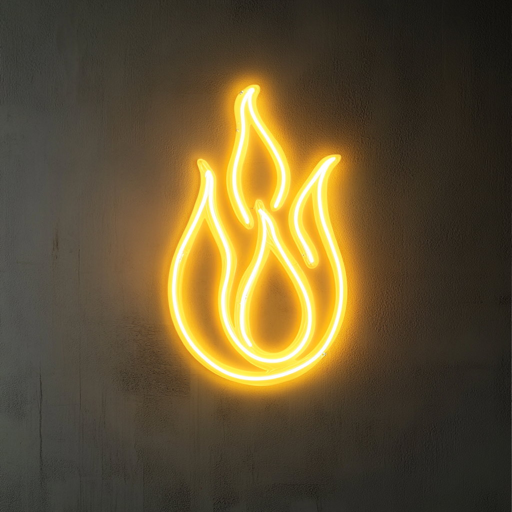 Fire Flames - Yellow Neon Sign, 18 Inches
