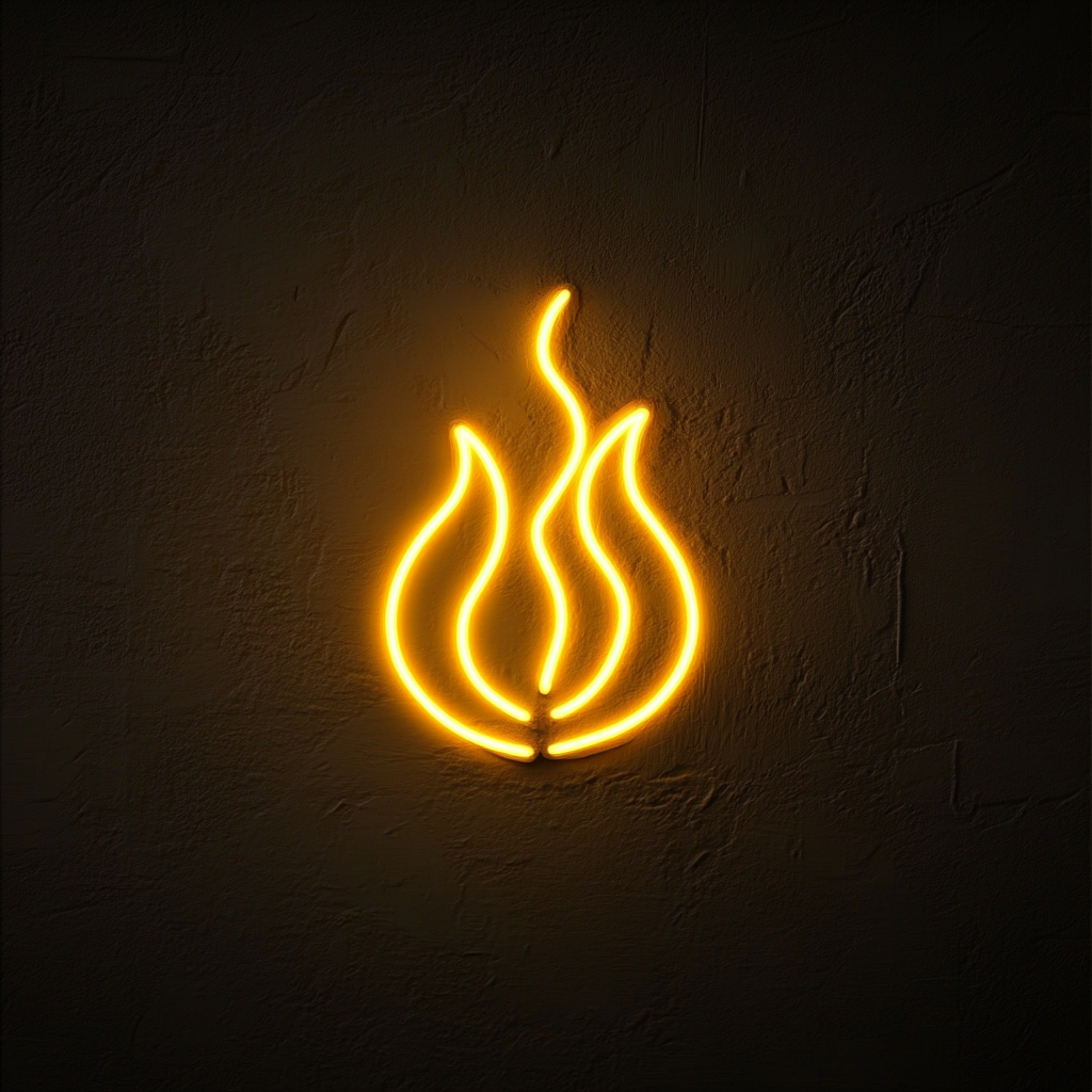 Fire Flames - Yellow Neon Sign, 18 Inches