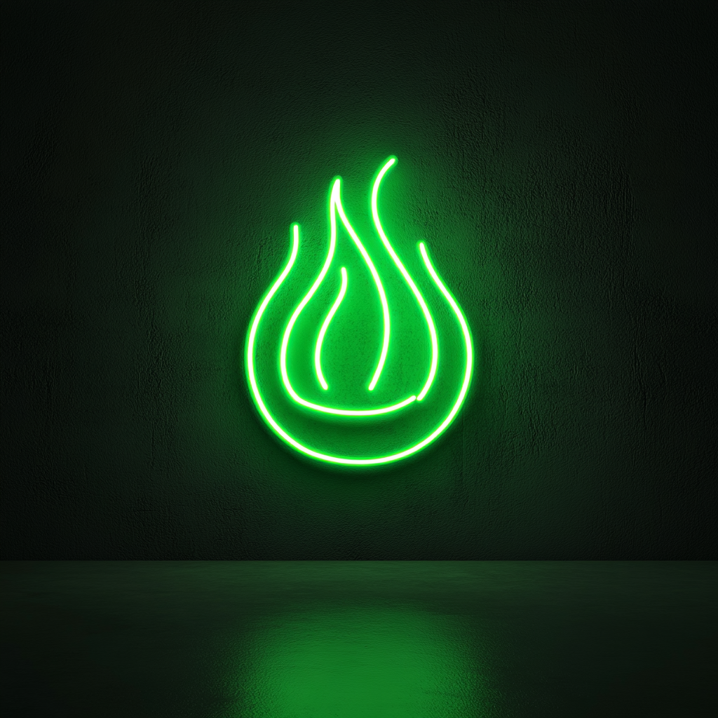 Fire Pit - Green Neon Sign, 24 Inches