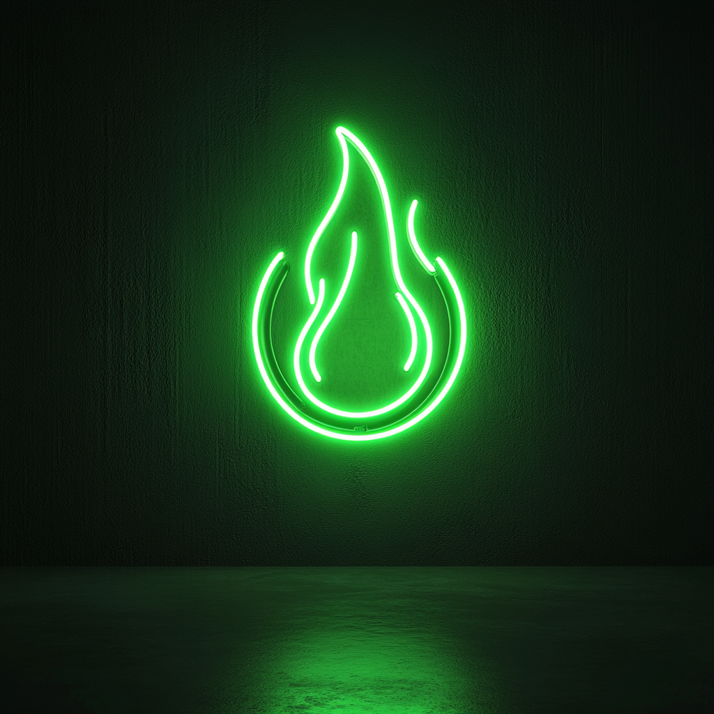 Fire Pit - Green Neon Sign, 24 Inches