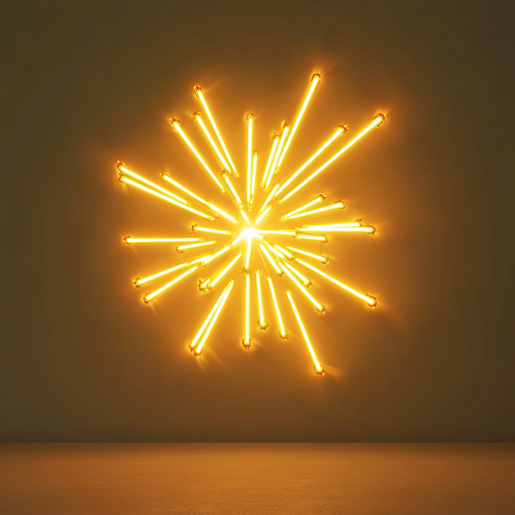 Firework Burst - Yellow Neon Sign, 24 Inches