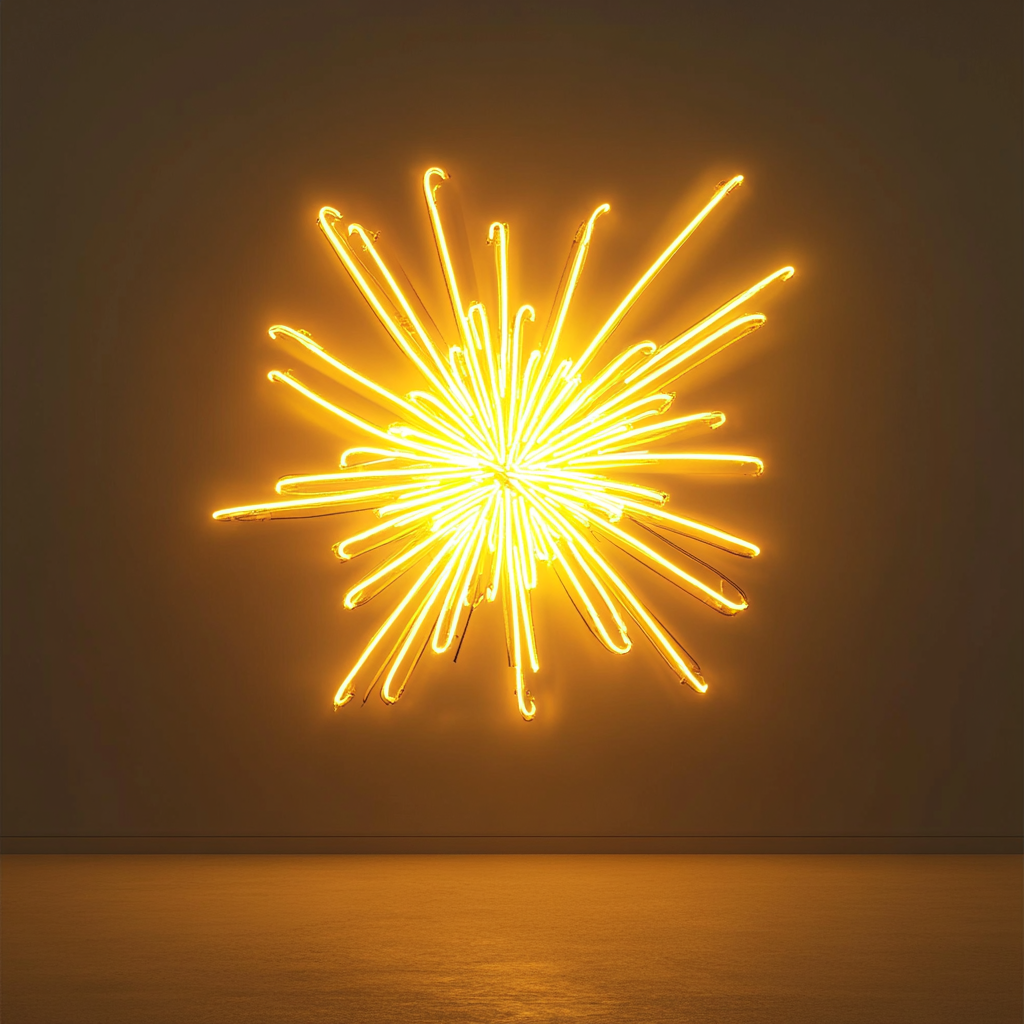 Firework Burst - Yellow Neon Sign, 24 Inches
