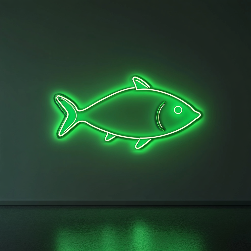 Fish - Green Neon Sign, 18 Inches