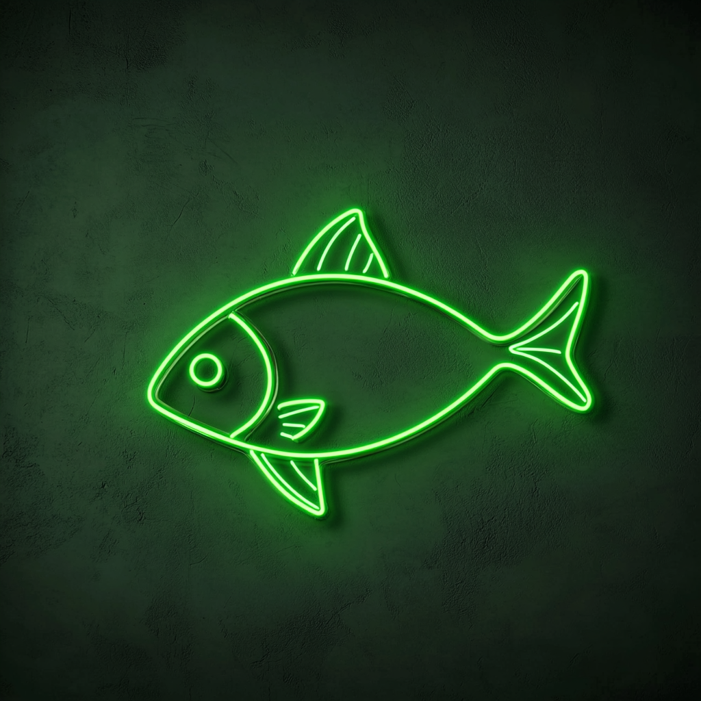 Fish - Green Neon Sign, 24 Inches