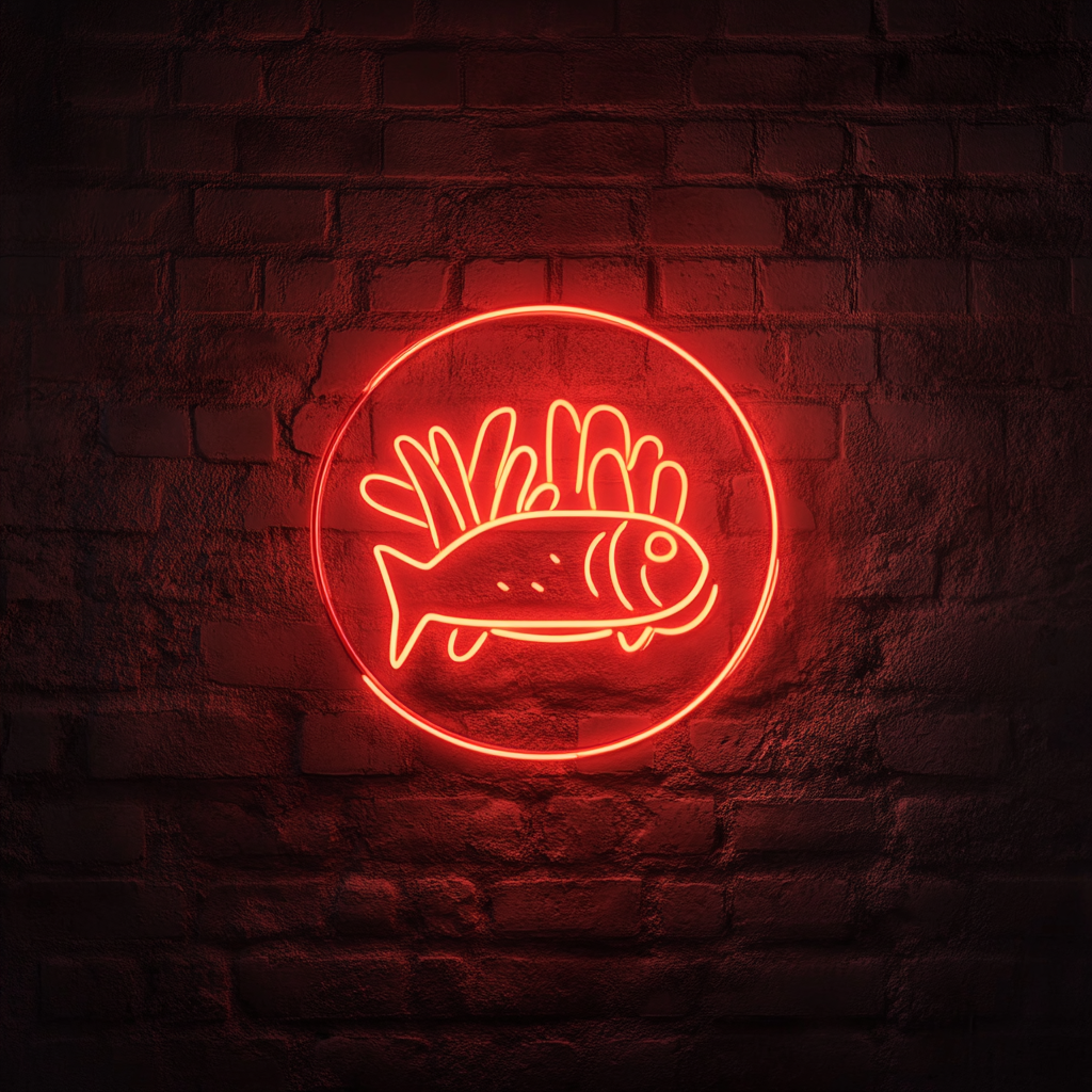 Fish and Chips - Red Neon Sign, 18 Inches