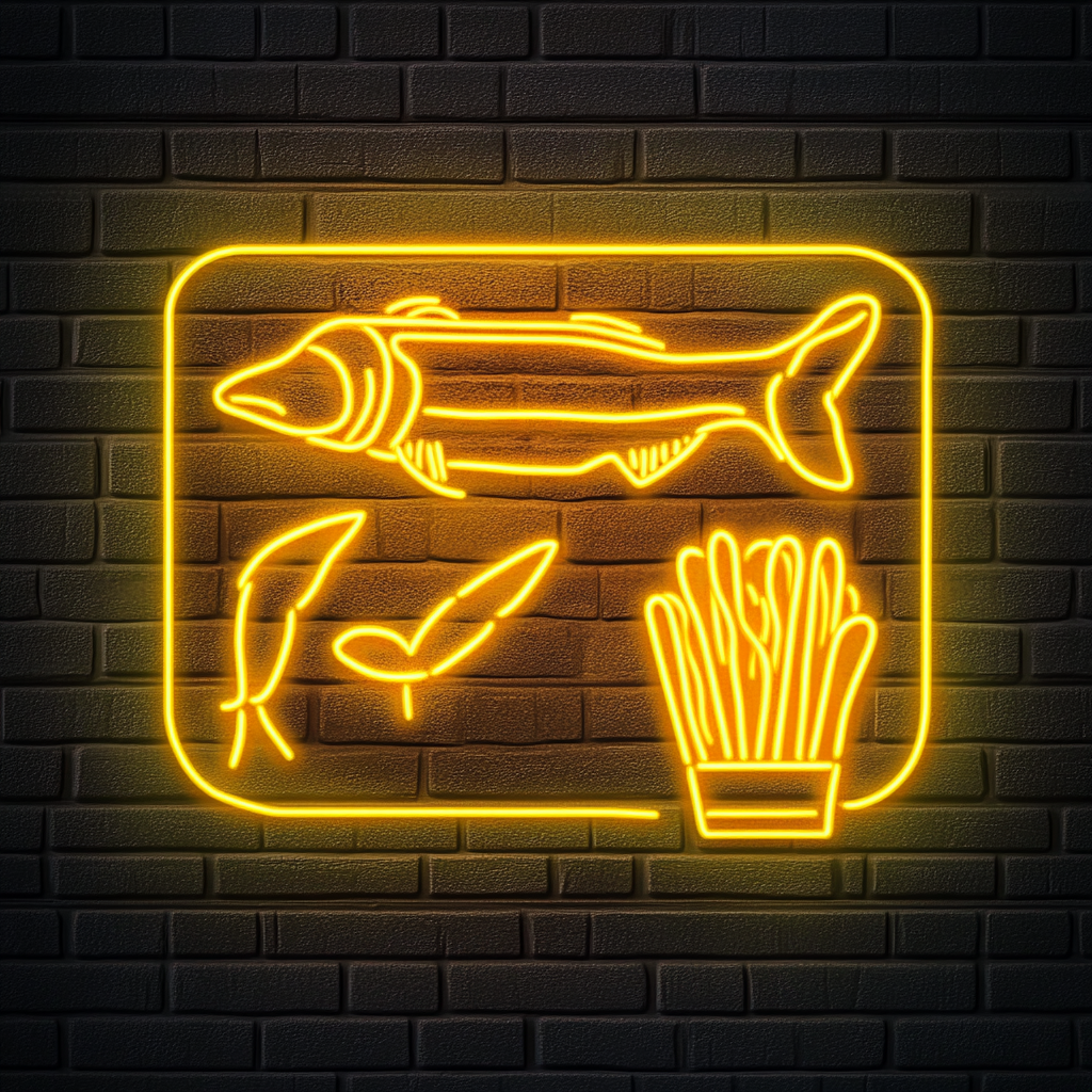 Fish and Chips - Yellow Neon Sign, 18 Inches