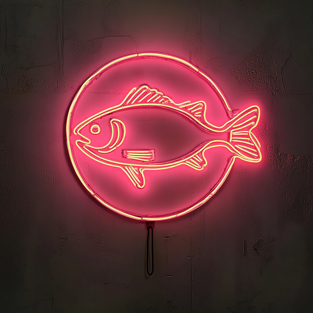 Fish in a Pan - Pink Neon Sign, 18 Inches