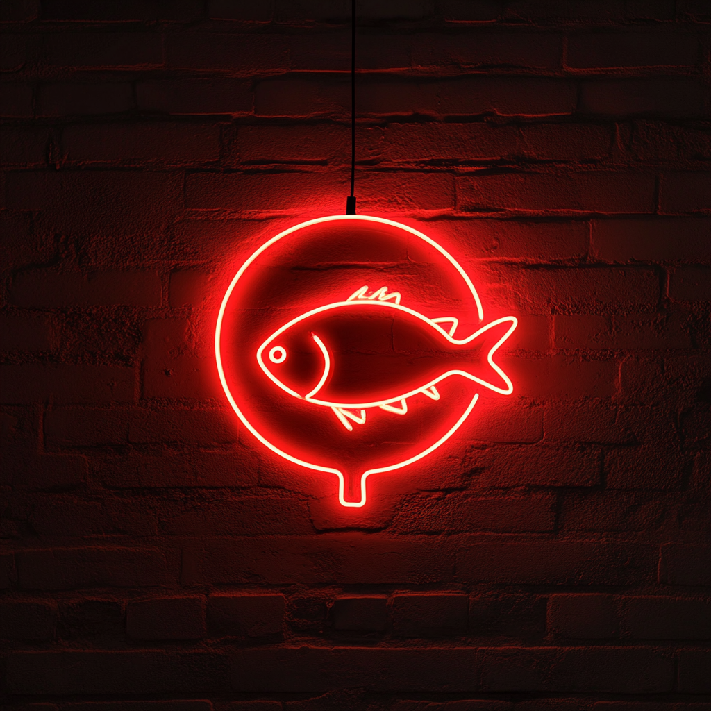 Fish in a Pan - Red Neon Sign, 24 Inches