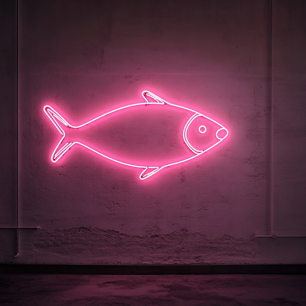 Fish Outline - Pink Neon Sign, 24 Inches