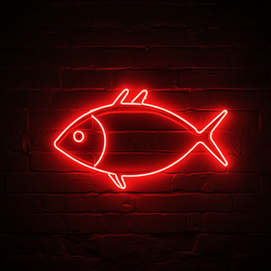 Fish Outline - Red Neon Sign, 18 Inches