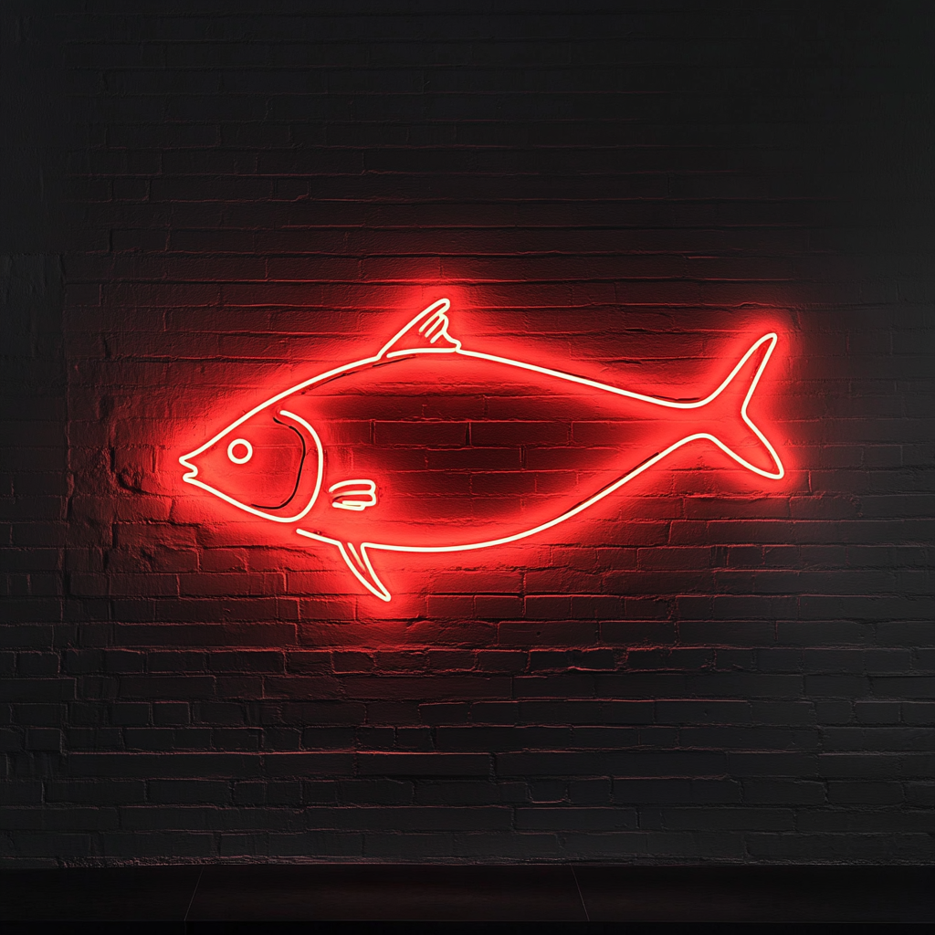 Fish Outline - Red Neon Sign, 18 Inches