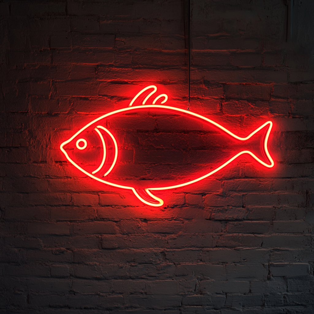 Fish Outline - Red Neon Sign, 18 Inches