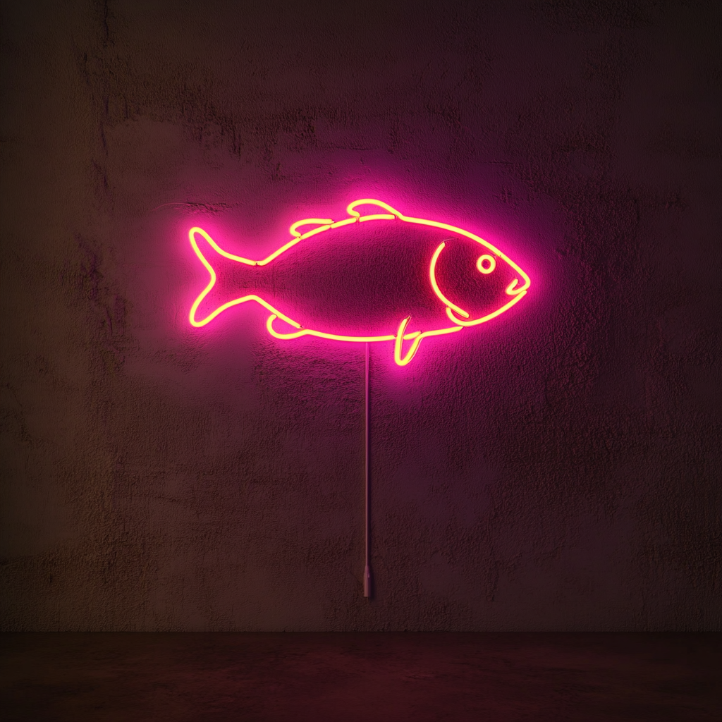 Fish Skewer - Pink Neon Sign, 24 Inches
