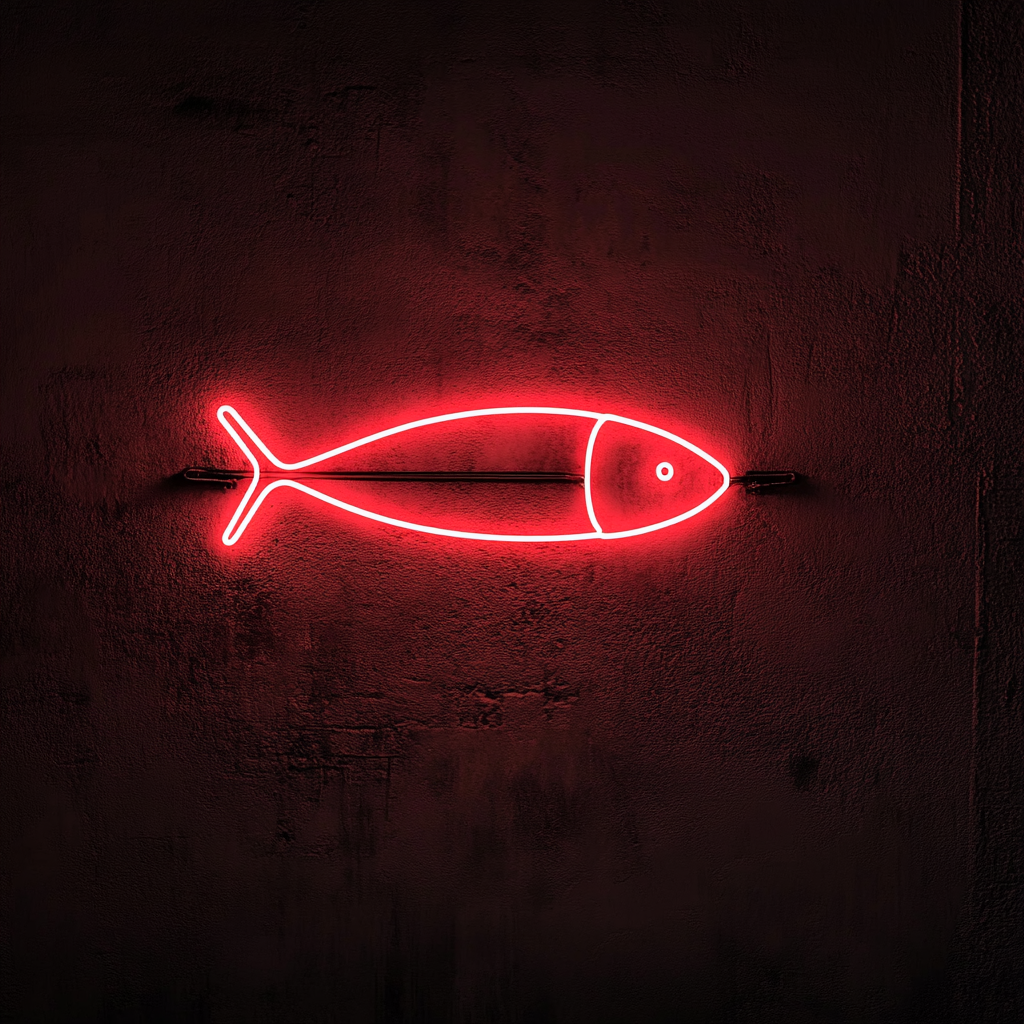 Fish Skewer - Red Neon Sign, 18 Inches