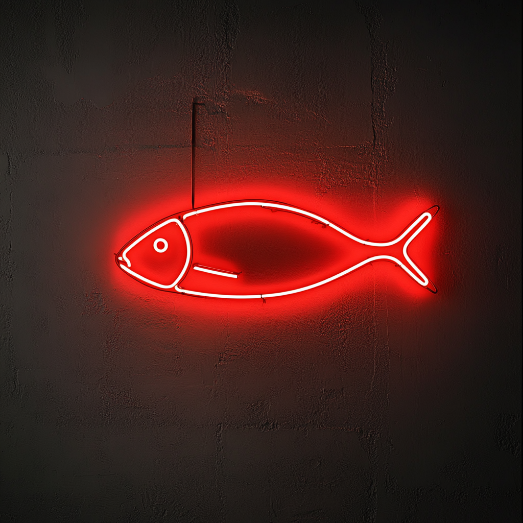 Fish Skewer - Red Neon Sign, 24 Inches