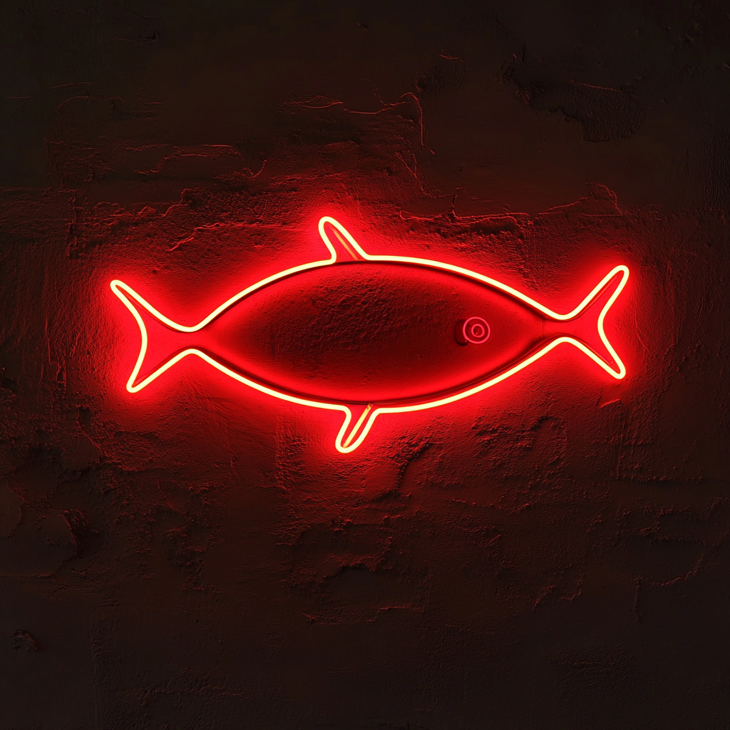 Fish Skewer - Red Neon Sign, 24 Inches