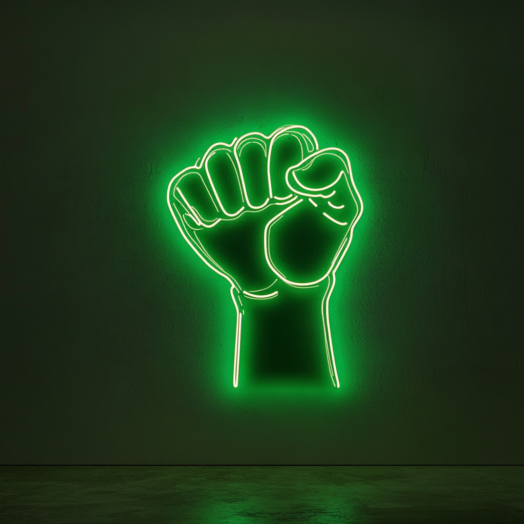 Fist - Green Neon Sign, 24 Inches