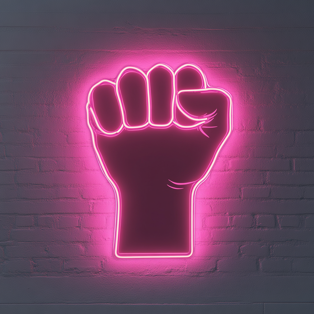 Fist - Pink Neon Sign, 24 Inches