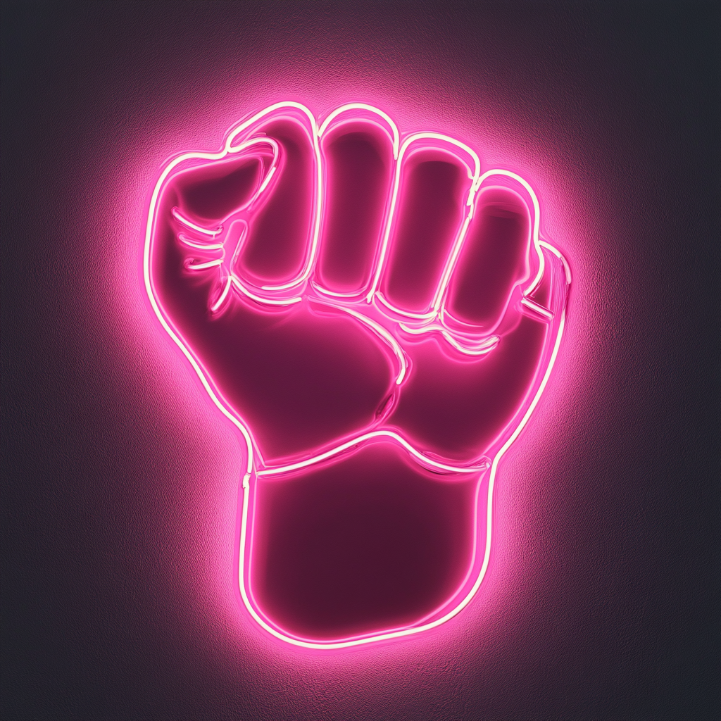 Fist - Pink Neon Sign, 18 Inches
