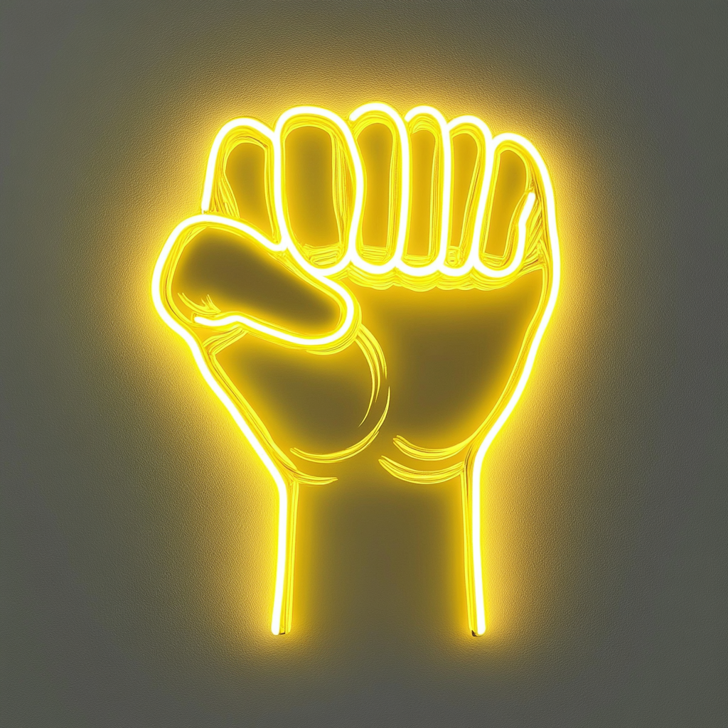 Fist - Yellow Neon Sign, 18 Inches